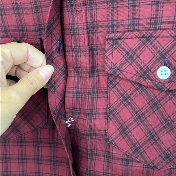 $5 $5 $5 Band of Outsiders 3/4 Sleeve Checkered Button Down Red Shirt Top SzS - Picture 3 of 6